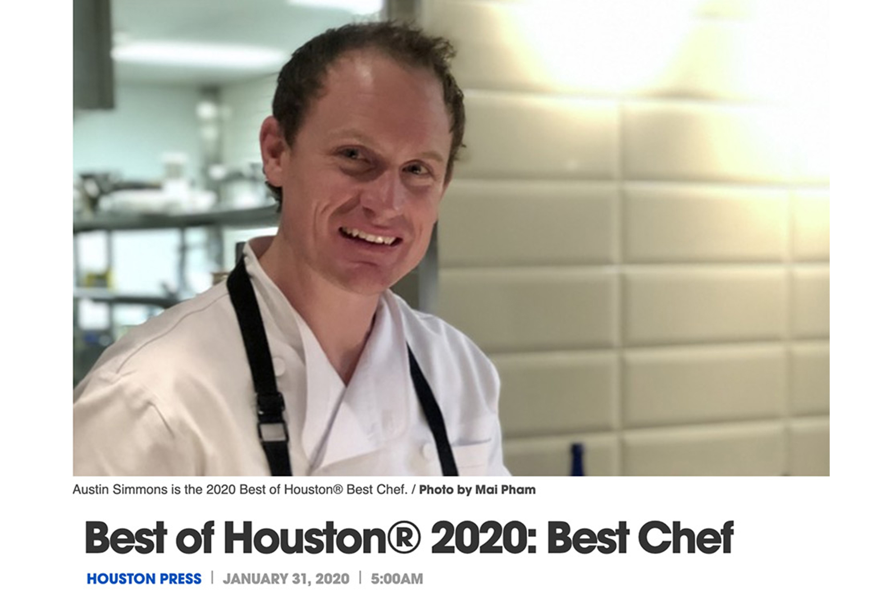 Houston Press Named Executive Chef Austin Simmons As The Best Chef In ...